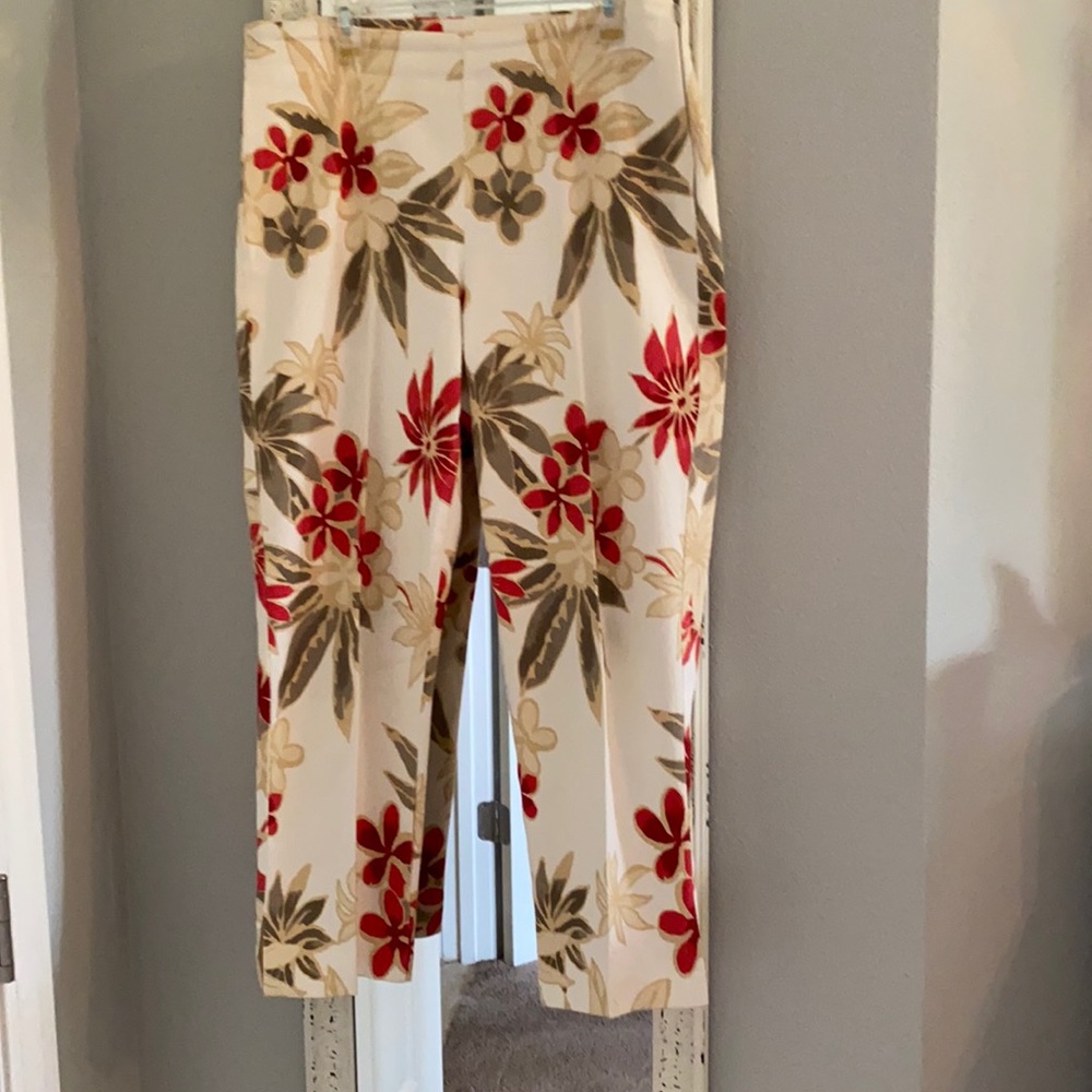 Classy pair of floral slacks size 10.    $ 25